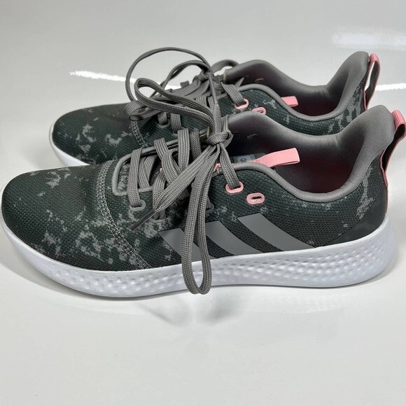 Adidas Cloudfoam PureMotion Women's Athletic Running Sneaker Camo Gray-Pink 11 - Picture 3 of 14